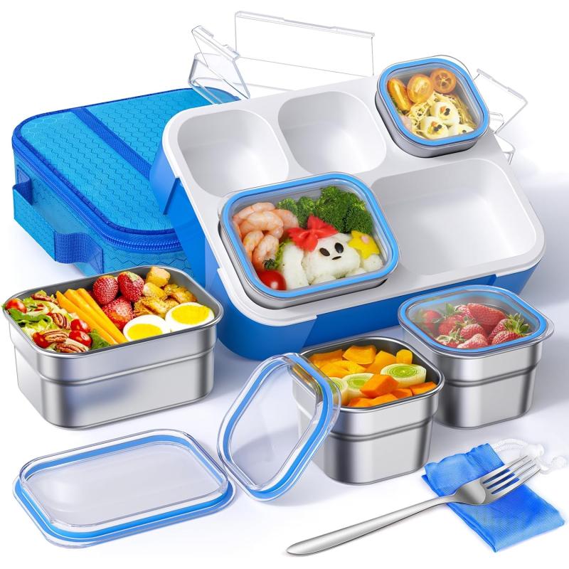 TIME4DEALS 5-Compartment Bento Box Kids Adult Lunch Box Leakproof